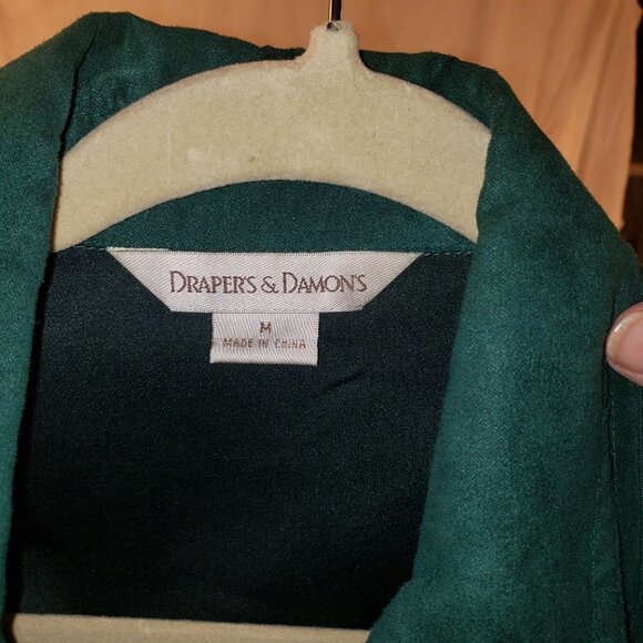 Drapers & Damons Faux Suede Green Pleated Zip Up Blazer - M - Picture 5 of 5